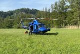 Hořící les na Mladoboleslavsku pomáhá hasit vrtulník