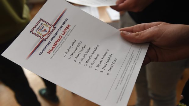 Hlasovací lístek studentské prezidentské volby