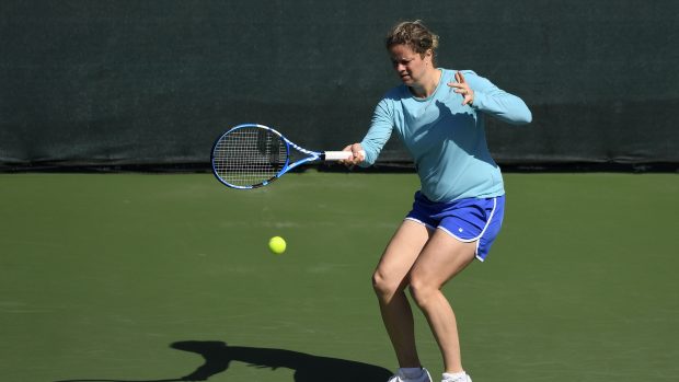Kim Clijstersová během tréninku před turnajem v Dubaji