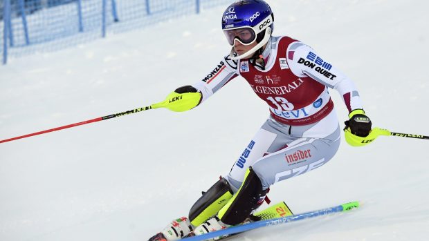 Slalomářka Martina Dubovská při slalomu ve finském Levi
