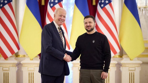 20. února 2023, čtyři dny před prvním výročím války, navštívil Kyjev americký prezident Joe Biden.