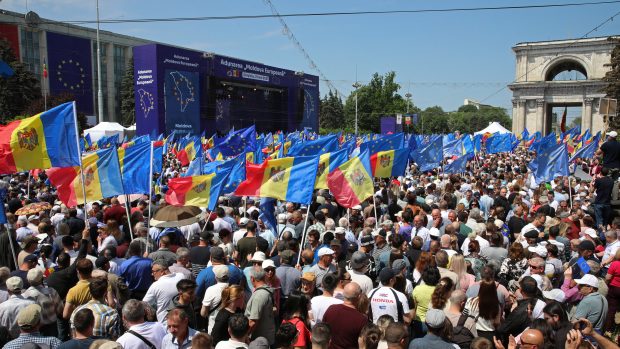 Pro-evropská demonstrace v Kišiněvu