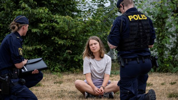 Greta Thunbergová a policie