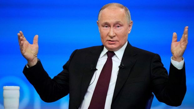 Vladimír Putin na výroční tiskové konferenci v Moskvě