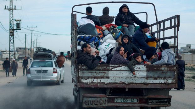 Palestinci utíkající z Rafáhu