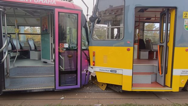 Nehoda tramvají v Plzni