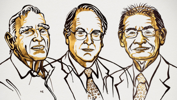 Držitelé Nobelovy ceny za chemii 2019. Zleva: John B. Goodenough, M. Stanley Whittingham a Akira Yoshino.