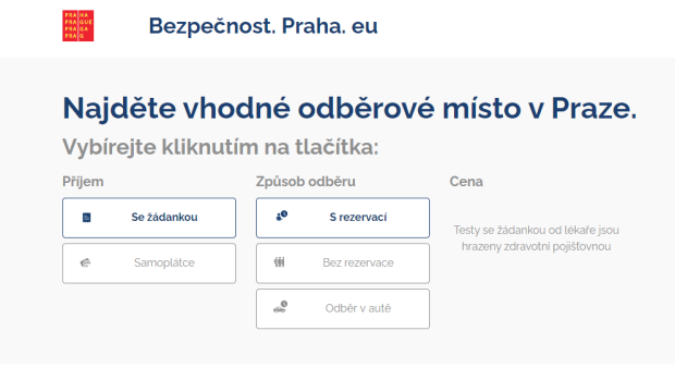 Pražský magistrát spustil nový web bezpecnost.praha.eu pro snadnější vyhledání odběrových míst testů na koronavirus