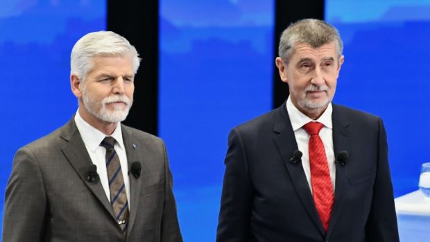 Prezidentští kandidáti Andrej Babiš a Petr Pavel v předvolební debatě na televizi Prima
