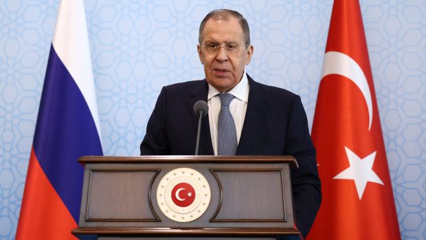 Ruský ministr zahraničí Sergej Lavrov při návštěvě turecké Ankary