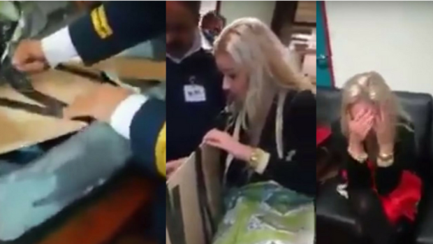 Záběry z videa, kde celníci prohledávají kufr s devíti kilogramy heroinu