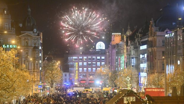 Oslavy nového roku na Václavském náměstí v Praze