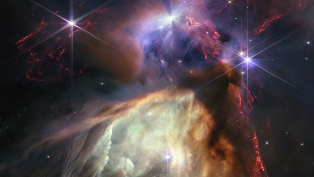 Snímek z Webbova vesmírného teleskopu zobrazující oblast vzniku hvězd