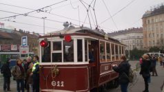 Historická tramvaj v centru Budapešti