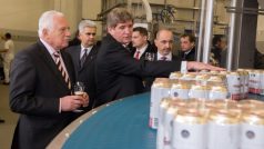 Prezident Václav Klaus během návštěvy jižních Čech zavítal do  Budějovického Budvaru