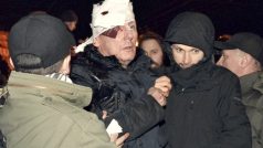 Jurij Lucenko při opozičních demostracích v Kyjevě 10. ledna