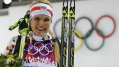 Stříbrná žena olympijského závodu s hromadným startem Gabriela Soukalová