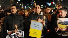 Demonstrace za Ukrajinu v Praze na Václavském náměstí