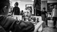 Fotografie malých šachistů ze série českého fotografa Michaela Hankeho, která získala druhé místo v kategorii Sport.