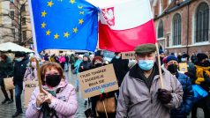 Protest za svobodu médií v Krakově