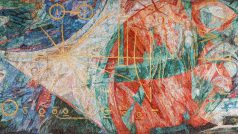 Mozaika z ÚTB zobrazující Lidstvo dobývající vesmír od Saura Ballardini, dokončeno 1980, foto: archiv Art &amp; Craft Mozaika, Ivan Bárta 2019