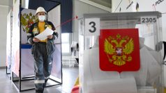 Hlasovací místnost v prostorách ruské společnosti Rosnefť v okrese Uvat v oblasti Ťumeň
