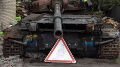 Zničený ruský tank v Kyjevě