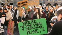 Studentská stávka Fridays For Future 15. března 2019 v Praze.