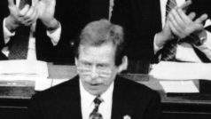 Václav Havel během svého projevu v americkém Kongresu 21. února 1990