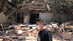Poničené domy po zemětřesení v Mexiku