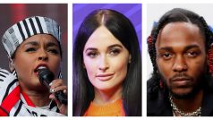 Přehled nominací na Grammy: (nahoře zleva) Cardi B, Brandi Carlilová, Drake a H.E.R., (dole zleva) Post Malone, Janelle Monaeová, Kacey Musgravesová a Kendrick Lamar