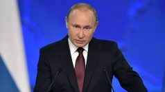 Ruský prezident Vladimir Putin při svém každoročním projevu o stavu země na společné schůzi obou komor parlamentu