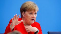 Německá kancléřka Angela Merkelová během tiskové konference