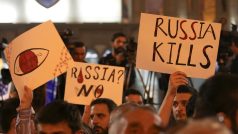 Protivládní a protiruská demonstrace v Tbilisi.