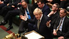 Předseda vlády Boris Johnson při zasedání Dolní komory Parlamentu Spojeného království.