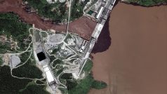 Satelitní snímek etiopské přehrady z července 2020