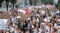 Pochod žen v běloruském Minsku.