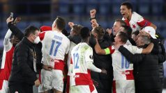 Fotbalisté Slavie se radují z postupu do osmifinále Evropské ligy