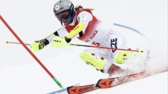 Ester Ledecká v kombinační soutěži při závěrečném slalomu