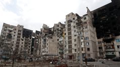 Zničené budovy ukrajinského Mariupolu