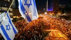 Protest proti reformě soudnictví izraelského premiéra Netanjahua v Tel Avivu