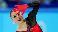 Kamila Valijevová v týmové soutěži na olympiádě v Pekingu