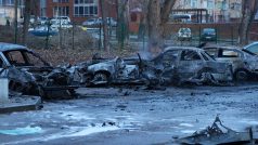 Zničená auta v Bělgorodu