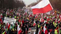 Protesty polských farmářů ve Varšavě