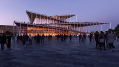 Vizualizace nové budovy filharmonie v Praze od dánského studia Bjarke Ingels Group. Stát má na levém břehu Vltavy v lokalitě Vltavská