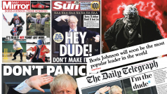 Úvodní strany a titulky britských deníků a zpravodajských serverů.