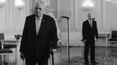 Prezident Miloš Zeman se otočil zády k premiérovi Bohuslavovi Sobotkovi během jeho projevu na Hradě