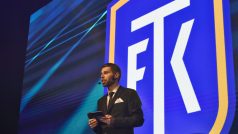 Ředitel marketingu a komunikace FK Teplice Martin Kovařík během představování nového loga klubu