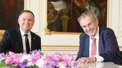 Polský prezident Andrzej Duda a jeho český protějšek Miloš Zeman na Pražském hradě