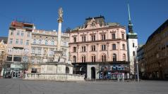 Prázdné náměstí Svobody v centru Brna